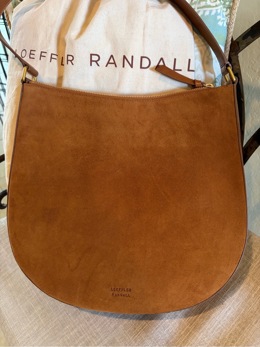 Loeffler Randall Cognac Suede Hobo Shoulder Bag